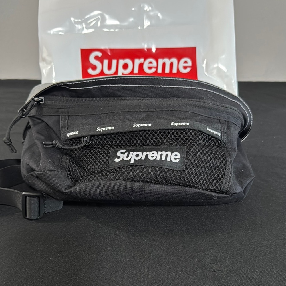 Supreme Black Belt Bag with Iconic Logo